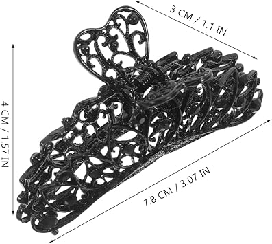 minkissy Black Alloy Jaw Clip Hollow Hair Claw Clips Goth Hair Clips Hair Grip Metal Claw Gothic Style Hair Claw for Women Girls Long Hair 3 inch 8 cm - Image 2