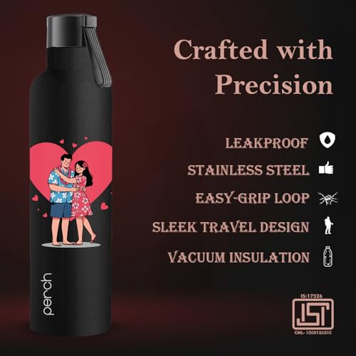 Perch Oasis Pro Insulated Steel Water Bottle 760ml | ISI Certified Hot & Cold Leakproof Flask | BPA-Free Valentine Gift Bottle for Couples, His & Her, Office, Gym & Home | Bliss - Image 2