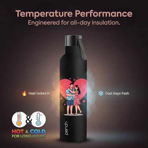 Perch Oasis Pro Insulated Steel Water Bottle 760ml | ISI Certified Hot & Cold Leakproof Flask | BPA-Free Valentine Gift Bottle for Couples, His & Her, Office, Gym & Home | Bliss - Image 3