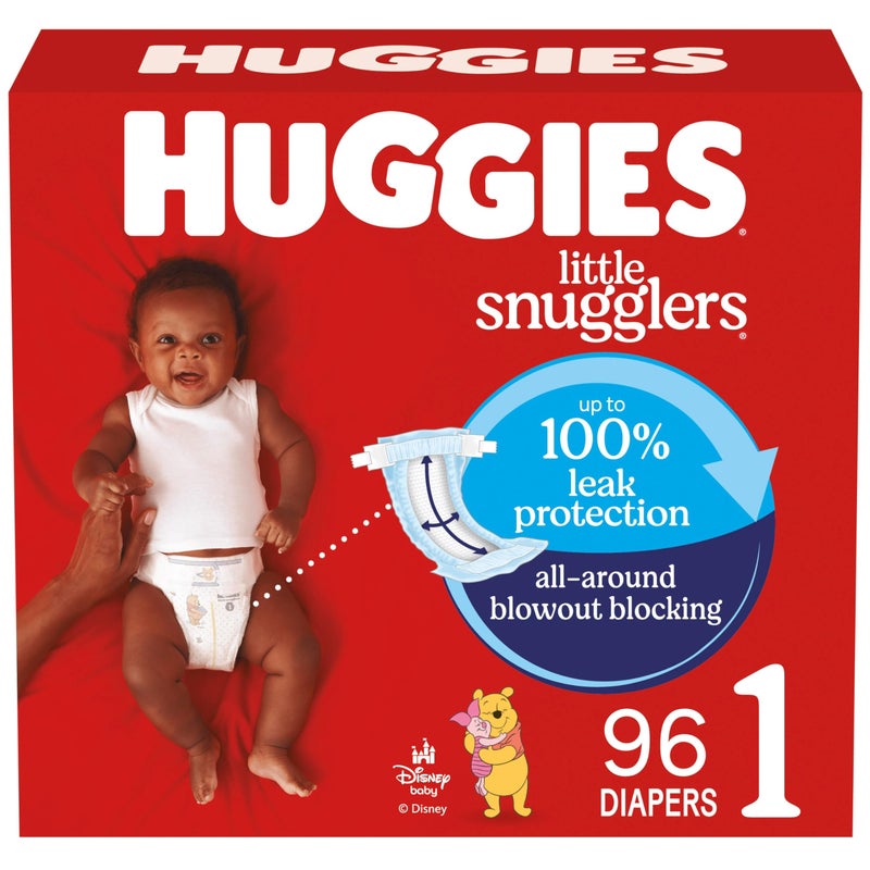 Huggies Size 1 Diapers, Little Snugglers Baby Diapers, Size 1 (8-14 lbs), 96 Count, Packaging May Vary - Image 1