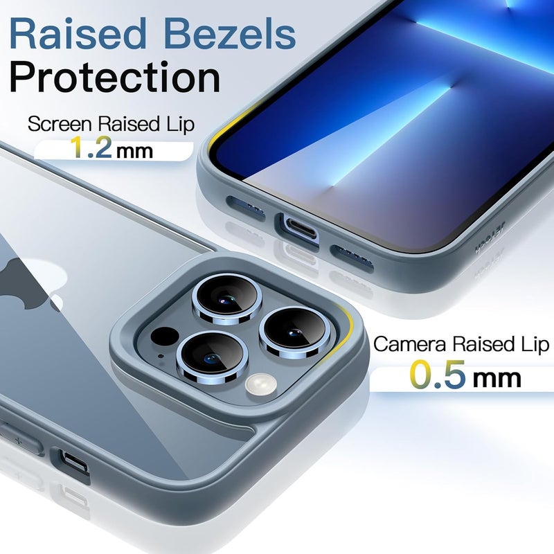 Jetech Case For Iphone 13 Pro 6.1-Inch, Shockproof Phone Bumper Cover, Solid Color Matte Tpu Frame, Anti-Scratch Clear Back Sierra Blue - Image 5
