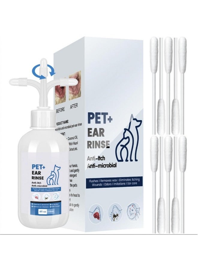 Generic Dog Ear Cleaner - Dog Ear Inflammation Therapy with 0.012% Hypochlorous Acid for Itch Relief, Soothe Ear Inflammation, Removes Wax, Odor, with 30 Cotton Swabs, 4 Fl oz  - Image 1