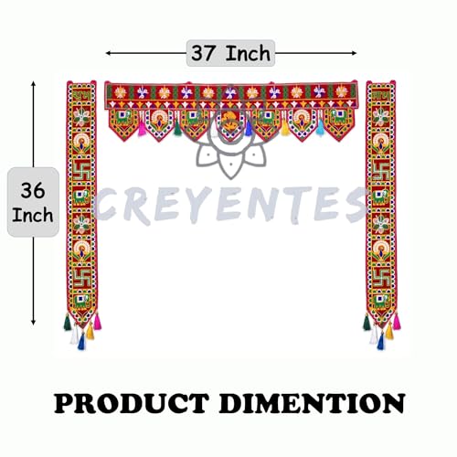 CREYENTES® Traditional Handmade Toran With Shubh Labh Todala, Toran For Door, Thoranam, Door Décor, Door Hanging For Main Gate Entrance, Festival, Diwali, Temple, Embroidery Work. - Image 2