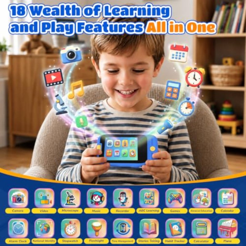 Smart Phone with 100X Microscope and Rotating Camera Toddler Toy Phone 2.8" Touchscreen/ 32GB Card/ 18 Early Learning Features, ABC, Music, Games/ Great for Boys Age 3-8 Birthday Gift - Image 4