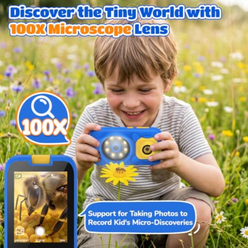 Smart Phone with 100X Microscope and Rotating Camera Toddler Toy Phone 2.8" Touchscreen/ 32GB Card/ 18 Early Learning Features, ABC, Music, Games/ Great for Boys Age 3-8 Birthday Gift - Image 3