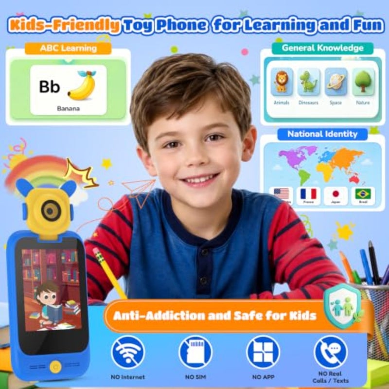 Smart Phone with 100X Microscope and Rotating Camera Toddler Toy Phone 2.8" Touchscreen/ 32GB Card/ 18 Early Learning Features, ABC, Music, Games/ Great for Boys Age 3-8 Birthday Gift - Image 5
