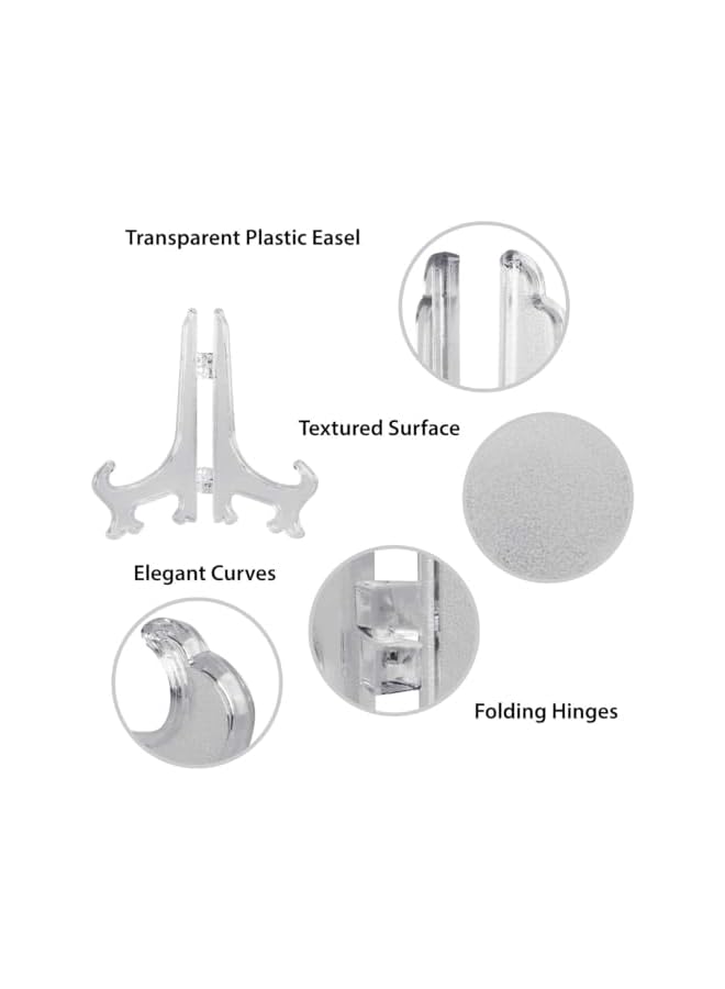 The Bros 24 Pack 18 cm Clear Plastic Easels or Stand/Plate Holders, Picture Frame Stand Holder to Display Pictures or Other Items at Weddings, Home Decoration, Birthdays, Tables (7 inch) - Image 4