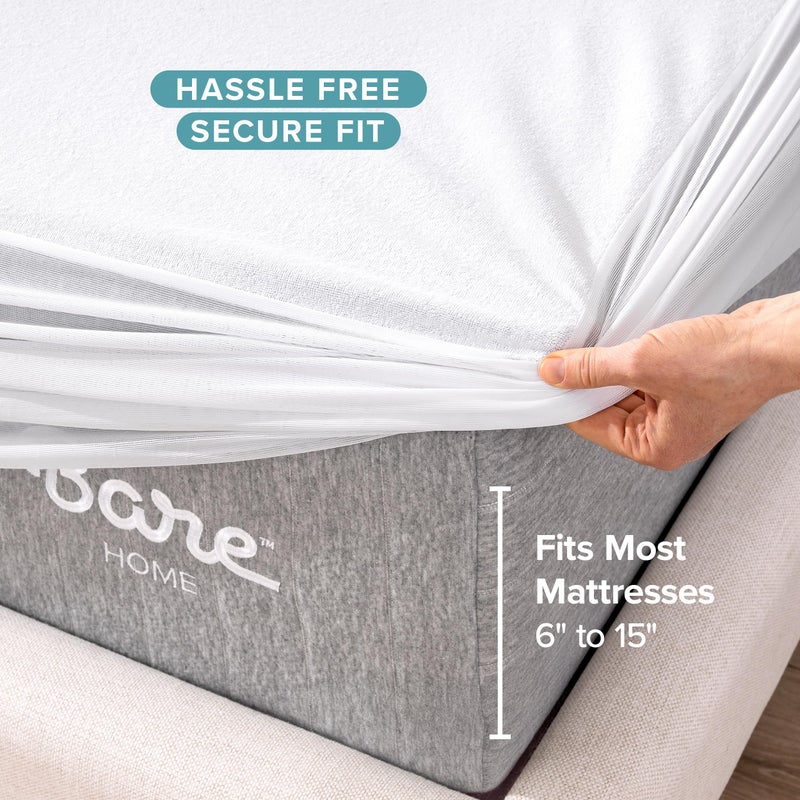 Bare Home Twin Extra Long Mattress Protector - 100% Waterproof & Breathable - Cooling Mattress Cover - Protects Against Spills - Vinyl Free - Dorm Essentials - Protect Your Mattress (Twin XL, White) - Image 4