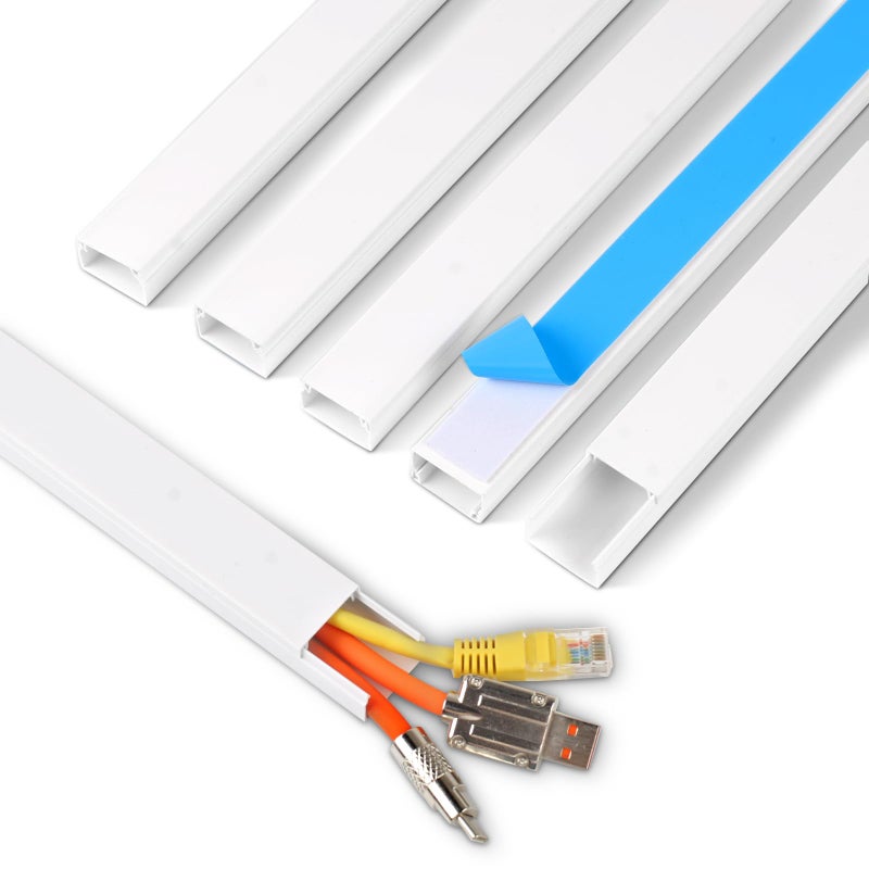 Rindion Cord Hider, 85.2in TV Cable Hider, Cord Covers for Wires on Wall, Wire Covers for Cords on Wall, Self-Adhesive Wire Hider for TV on Wall Cable Management, 6 x L14.2 x W0.94x H0.55in - White - Image 1