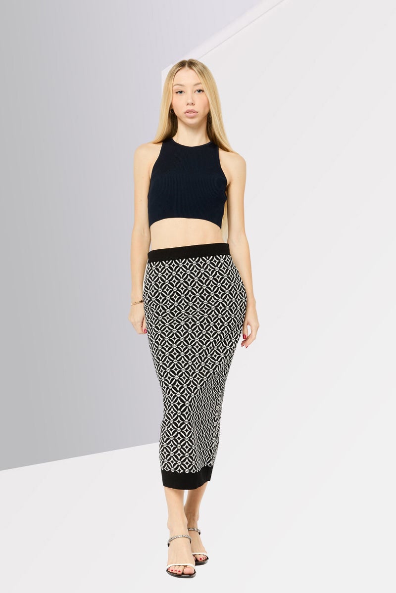Michael Kors Women Brand Logo Midi Pencil Skirt, Black - Image 2