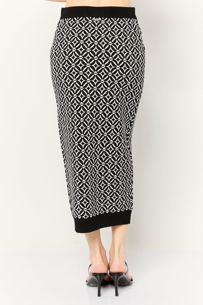 Michael Kors Women Brand Logo Midi Pencil Skirt, Black - Image 4