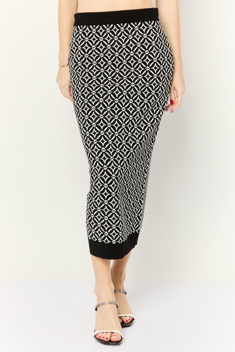 Michael Kors Women Brand Logo Midi Pencil Skirt, Black - Image 1