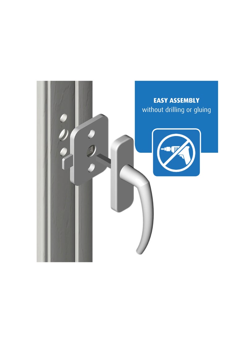 Reer Security Lock for Balcony Doors and Windows Child safety, No Drilling, Easy Installation, White - Image 3