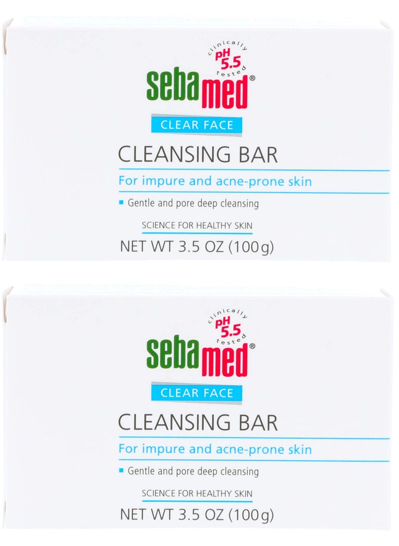 Sebamed Pack Of 2 Sebamed Clear Face Cleansing Bar White 100gm  - Image 1