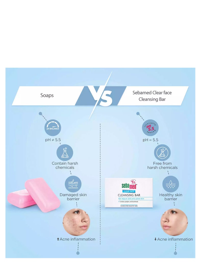 Sebamed Pack Of 2 Sebamed Clear Face Cleansing Bar White 100gm  - Image 4