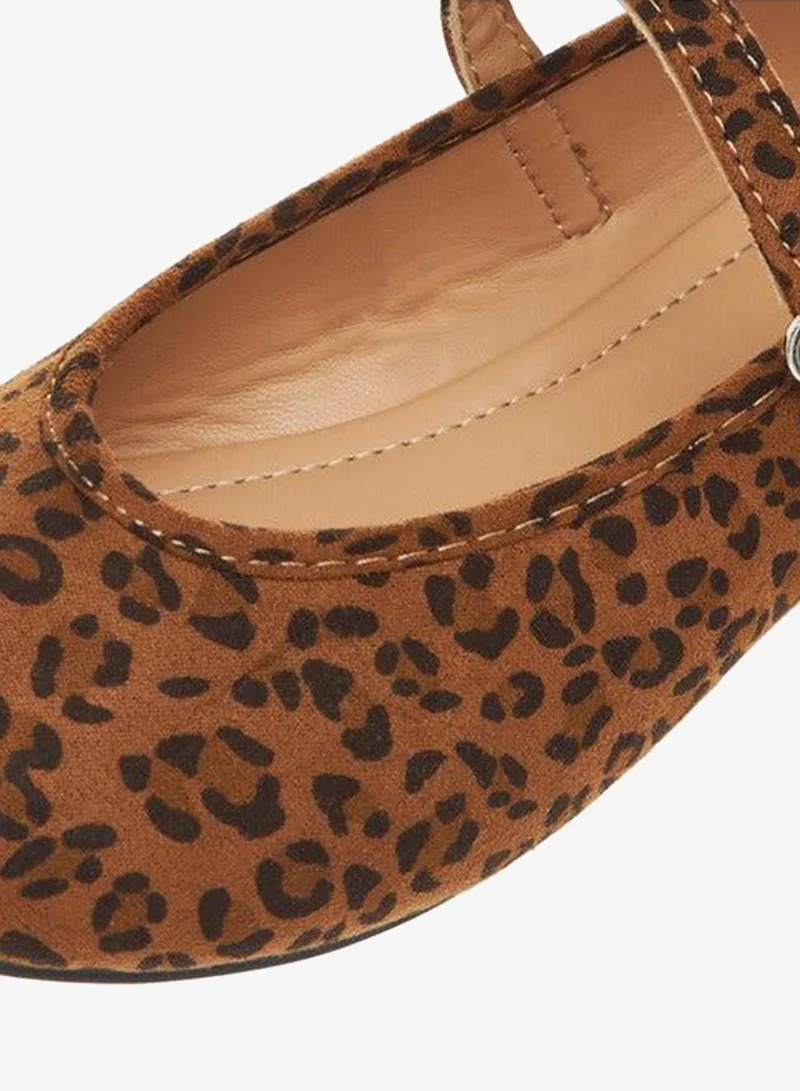 Flora Bella By Shoexpress BROWN Girls Animal Print Ballerina Shoes with Hook and Loop Closure for Women | Best Price UAE