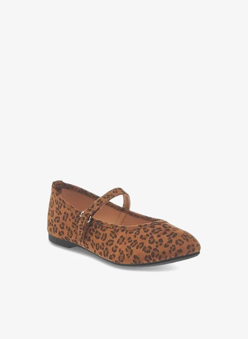 Flora Bella By Shoexpress BROWN Girls Animal Print Ballerina Shoes with Hook and Loop Closure for Women | Best Price UAE