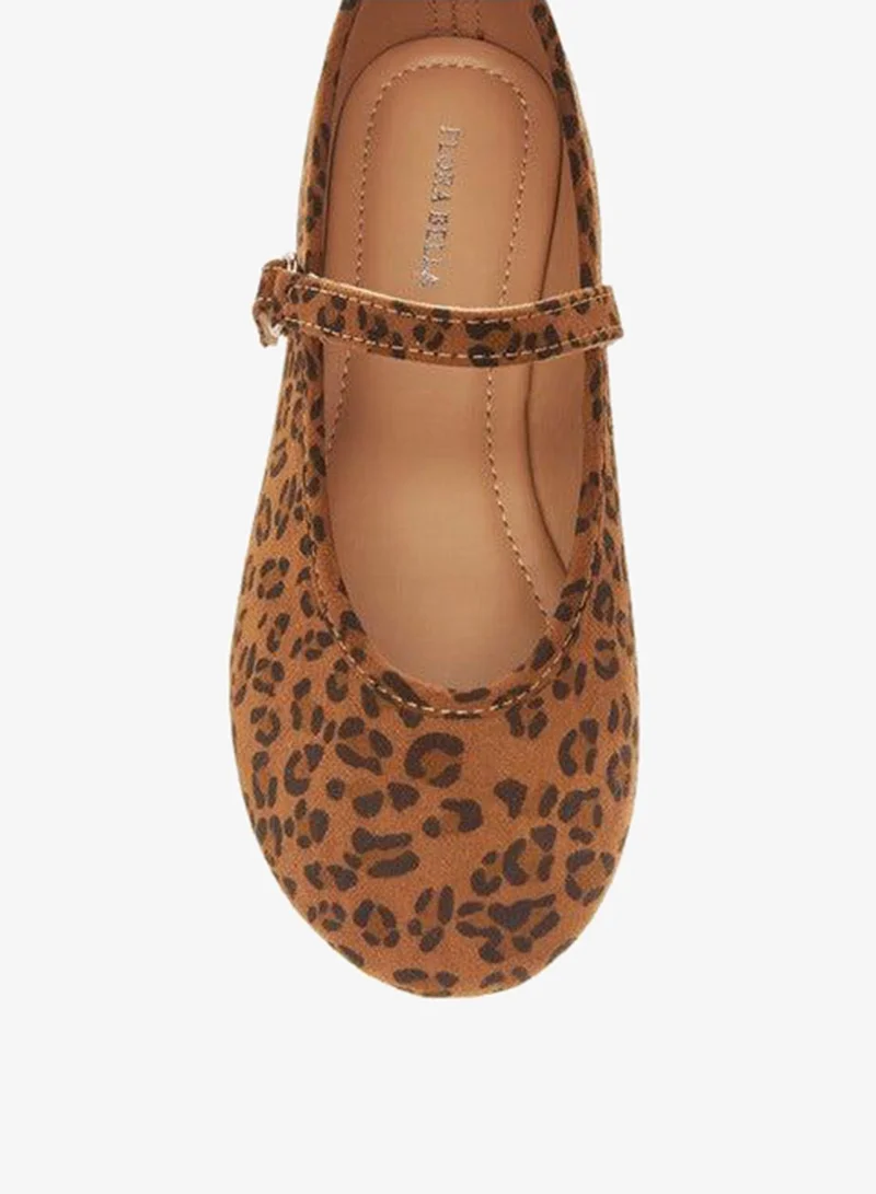 Flora Bella By Shoexpress BROWN Girls Animal Print Ballerina Shoes with Hook and Loop Closure for Women | Best Price UAE