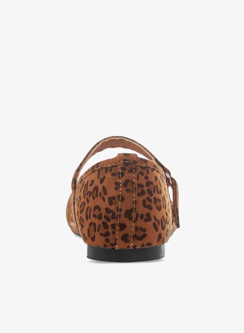Flora Bella By Shoexpress BROWN Girls Animal Print Ballerina Shoes with Hook and Loop Closure for Women | Best Price UAE