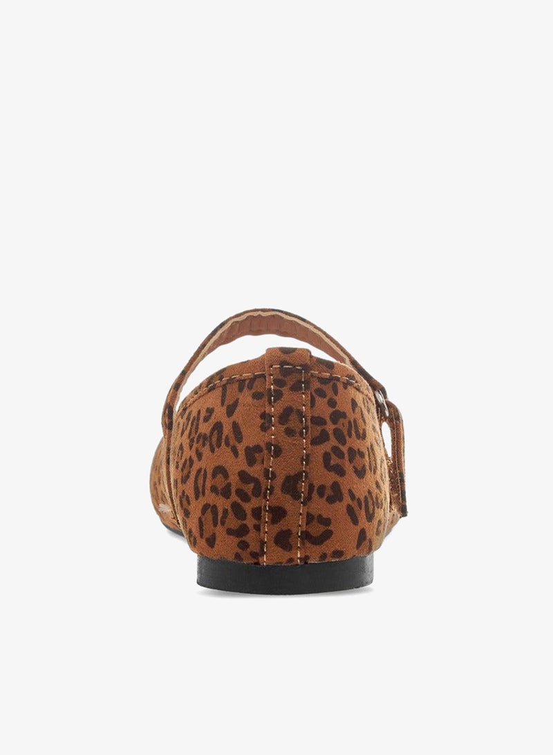 Flora Bella By Shoexpress Girls Animal Print Ballerina Shoes with Hook and Loop Closure - Image 5