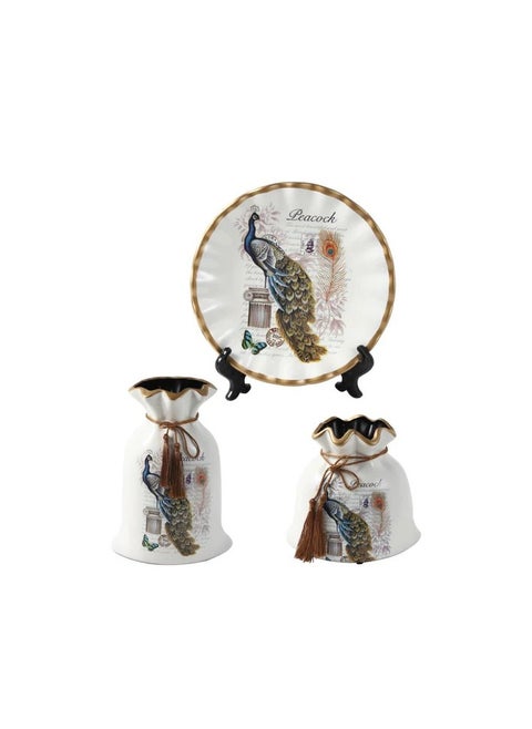 Vases Set For Home Decor, Ramadan Decor, And Bridal Decor - Suitable For Artificial Flowers, 3 Pieces Of Ceramic - Modern Decorative Vases (Various Shapes)