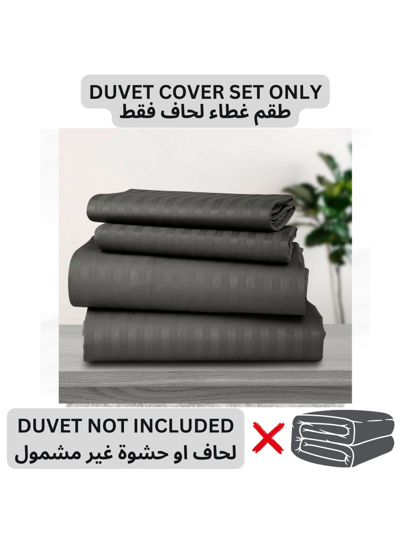 TW Premier Hotel Duvet Cover Single Size Stripe 4 Pcs Set - 1 Duvet Cover 220x160cm (Without Filling), 1 Fitted Sheet 120x200+30cm, 2 Oxford Pillow Cases 48x74+5cm, Super Soft Quilt Cover - Image 3