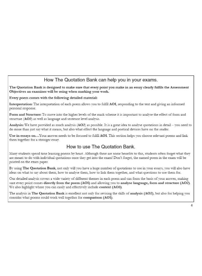 The Quotation Bank: AQA Poetry Anthology - Love and Relationships GCSE Revision and Study Guide for English Literature 9-1 - Image 4