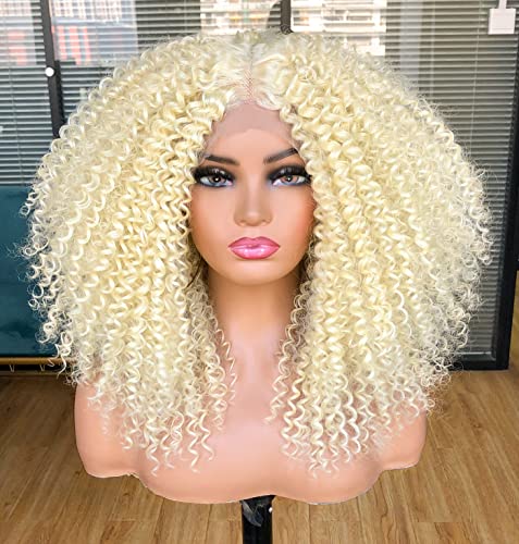 Annivia Highlight Ombre Curly Lace Front Wigs for Black Women Brown Long Curly Lace Front Wig with Baby Hair HD Lace Fronal Wigs Glueless Synthetic Hair 17inch - Image 1