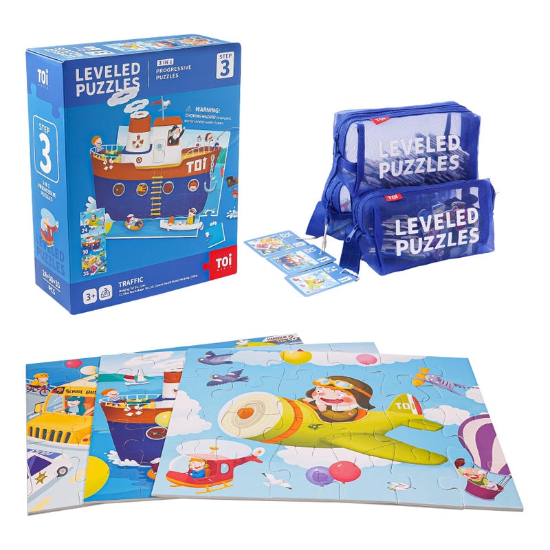 TOI Leveled Puzzles for Kids Aged 3 and Up Toddler Puzzle Preschool Learning Jigsaw Puzzles Large Pieces Educational Game for Boys Girls Classic Education Step 3 - Image 3