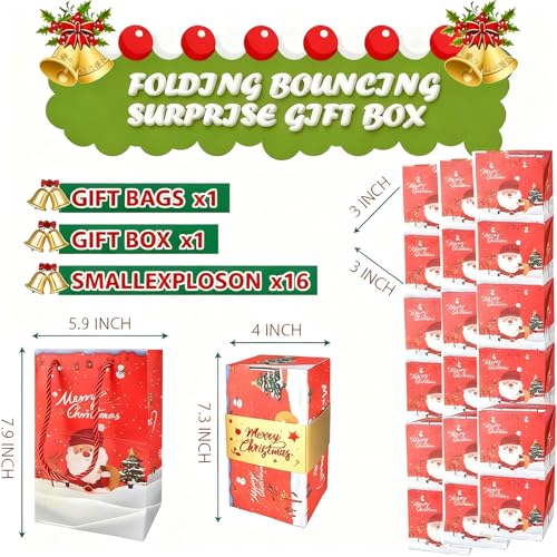 Gosarhey 16pcs Surprise Gift Box Explosion 2025 Merry Christmas Surprise Gift Boxes Creativity Folding Bouncing Red Envelope Gift Box DIY Bouncing Box Photo Album for Christmas Birthday Gifts Red - Image 3