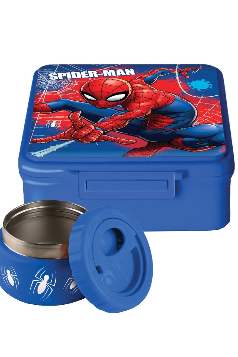 MARVEL صندوق غداء سبايدر مان المميز (ساخن وبارد) مع جرة – مجموعة غداء أبطال مارفل الخارقين – مقاوم للتسرب ومثالي للمدرسة - Image 1
