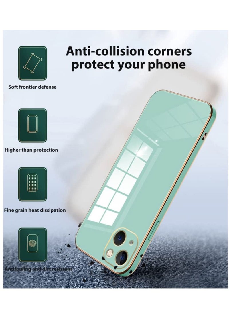 Generic - Iphone 14 Plus Green Mobile Phone Case Cover, Luxury Plating Soft Back Cover, Raised Full Camera Protection - Image 1