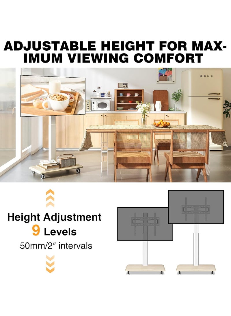 Chulovs Universal Rolling Floor TV Stand with Wheels: 80° Swivel, Height - Adjustable, Fits 32 - 75 Inch LCD/LED/OLED TVs, Supports up to 50 kg, Max VESA 600x400mm  - Image 4