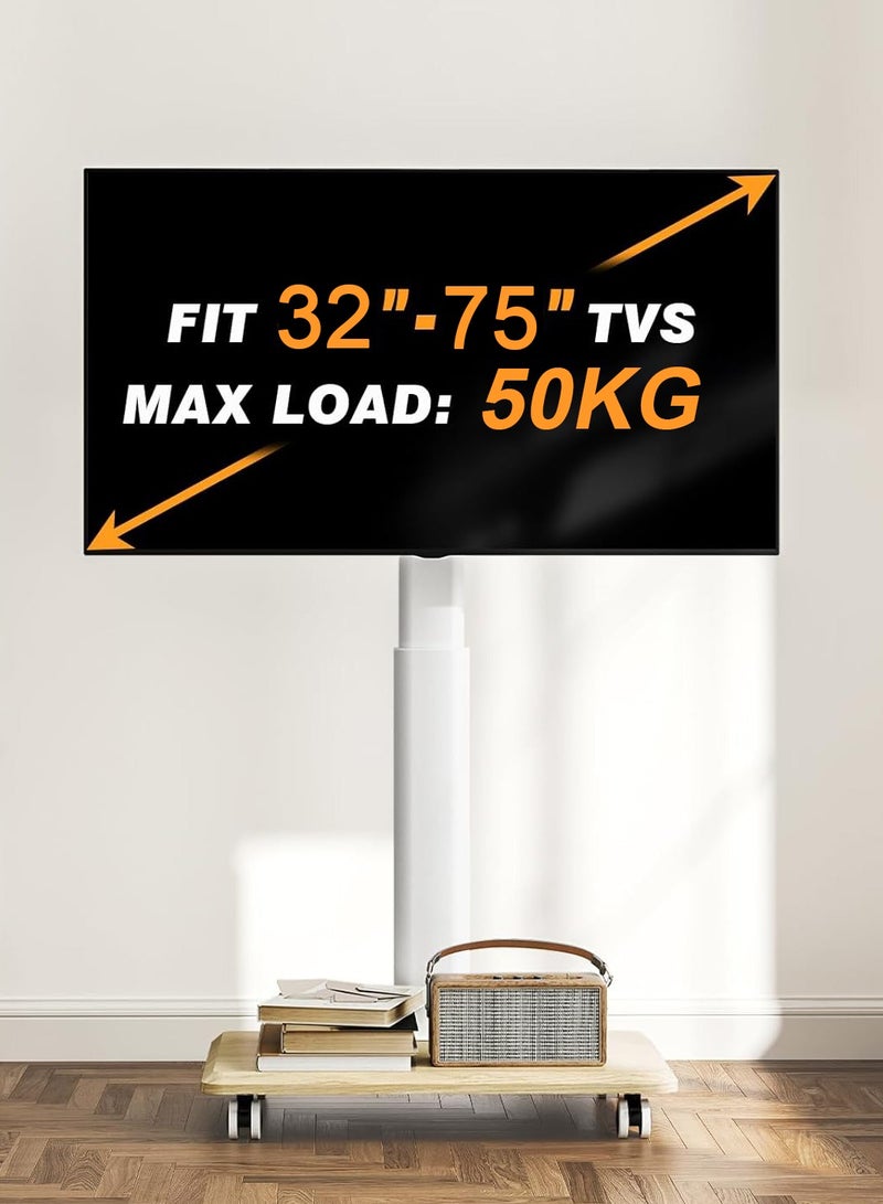 Chulovs Universal Rolling Floor TV Stand with Wheels: 80° Swivel, Height - Adjustable, Fits 32 - 75 Inch LCD/LED/OLED TVs, Supports up to 50 kg, Max VESA 600x400mm  - Image 2