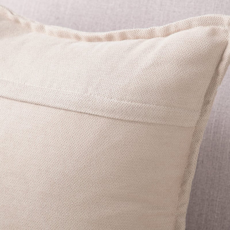 MADIZZ MADIZZ Set of 2 Short Chenille Throw Pillow Covers 24x24 Inch Beige Soft Decorative Cushion Cover for Sofa Bedroom Pillow Shell  - Image 2