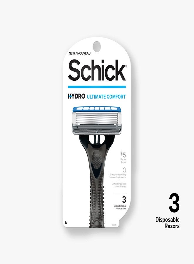 schick شيفك هايدرو 5 ماكينة حلاقة قابلة للاستخدام لمرة واحدة للرجال مع خزان جل مرطب، 3 قطع (عبوة من 1) - Image 2