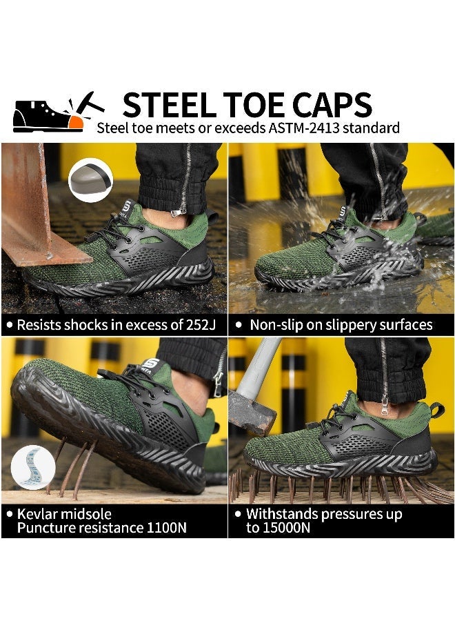 SLIMTA Safety Shoes for Men and Women, Steel Toe Boots, Lightweight Breathable Work Sneakers, Non-Slip Puncture Proof Industrial Protective Footwear - Image 2