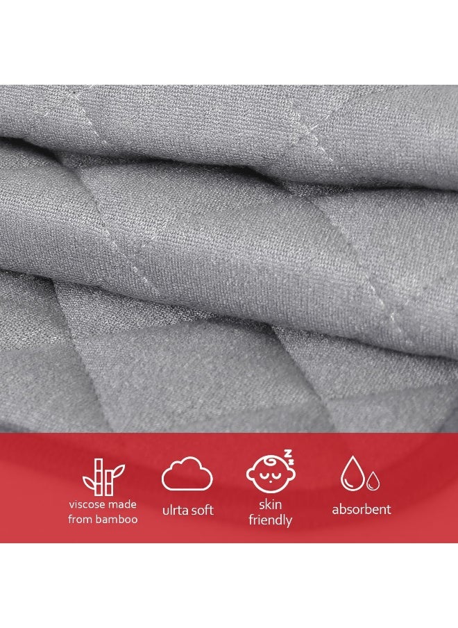 Moonsea Moonsea Diaper Changing Pad Liner, Bamboo Terry Waterproof Changing Pad Mat, Quilted Absorbent Bassinet Liner Washable, 3 Pack Large 14"x 27" Reusable Changing Table Pad Protector Grey  - Image 5