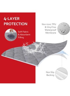 Moonsea Moonsea Diaper Changing Pad Liner, Bamboo Terry Waterproof Changing Pad Mat, Quilted Absorbent Bassinet Liner Washable, 3 Pack Large 14"x 27" Reusable Changing Table Pad Protector Grey  - Image 3