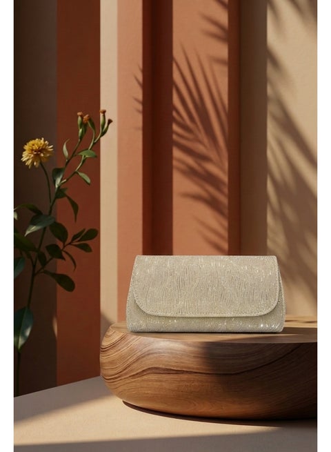 Elegant evening clutch with a long rectangular shape, fully embellished with sparkling details VS-30-GOLD