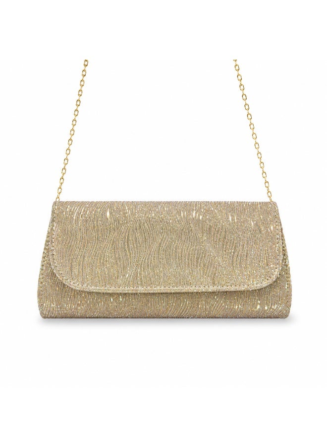 Vbranda Elegant evening clutch with a long rectangular shape, fully embellished with sparkling details VS-30-GOLD - Image 2