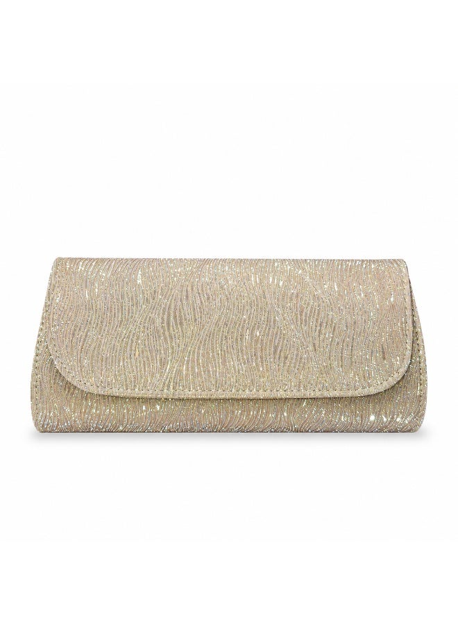 Vbranda Elegant evening clutch with a long rectangular shape, fully embellished with sparkling details VS-30-GOLD - Image 3