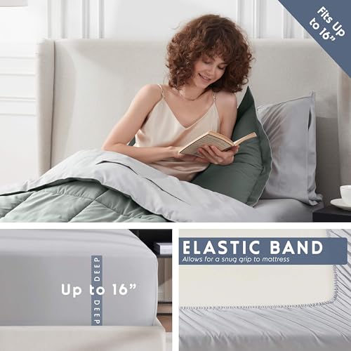 Nestl 5 Piece Twin XL Comforter Set – Sage Green Reversible Bed in a Bag – Complete Twin XL Size Bedding Set with Sheets, Pillowcase and Sham - Image 5