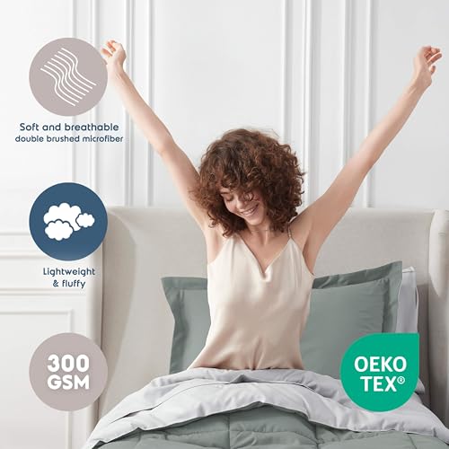 Nestl 5 Piece Twin XL Comforter Set – Sage Green Reversible Bed in a Bag – Complete Twin XL Size Bedding Set with Sheets, Pillowcase and Sham - Image 3