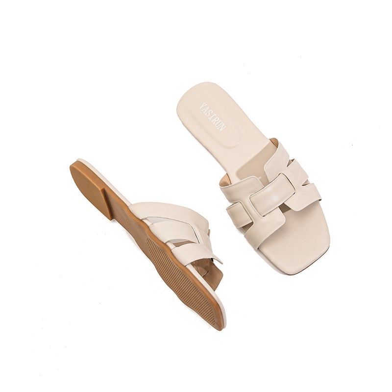 In-Stock Wholesale Foreign Trade Large Size Square-Toe Slip-On Sandals for Women 2026 Summer Fashion Outdoor Women''s Sandals Beach Shoes - Image 1