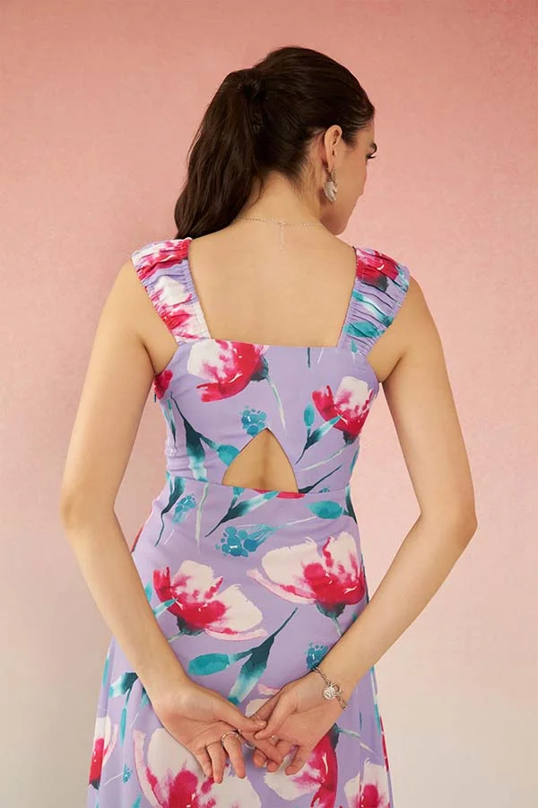 فيرجيو Satin Strappy Floral Dress