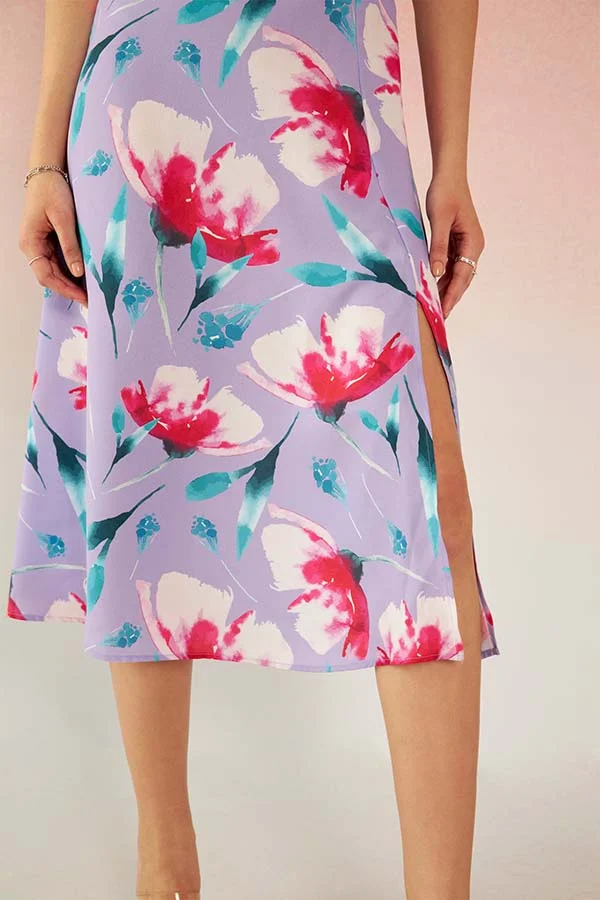 فيرجيو Satin Strappy Floral Dress