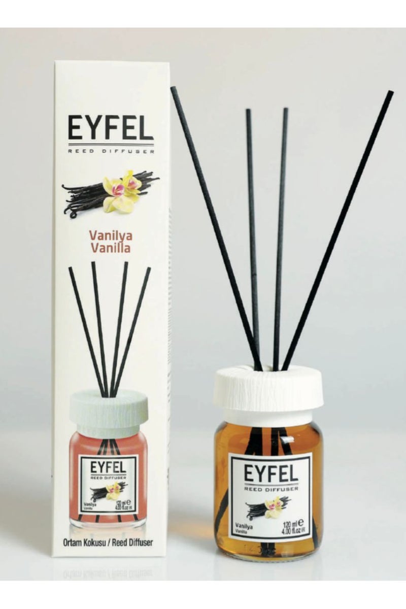 EYFEL مجموعة معطر الغرفة من إيفل بالفانيليا، مع أعواد سوداء، 120 مل - Image 1