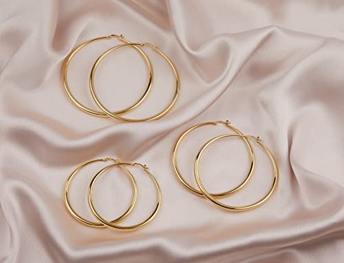 MILLA 14K Gold Hoop Earrings For Women, Silver Hoop Earrings & Rose Gold Earrings with Graduated Curvature (14K Gold Plated/Medium - 2.4 in) - Image 5
