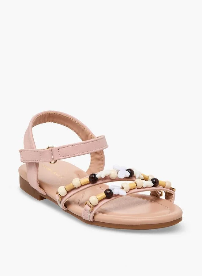 فلورا بيلا من شو إكسبرس Girls Beaded Accent Hook & Loop Sandals
